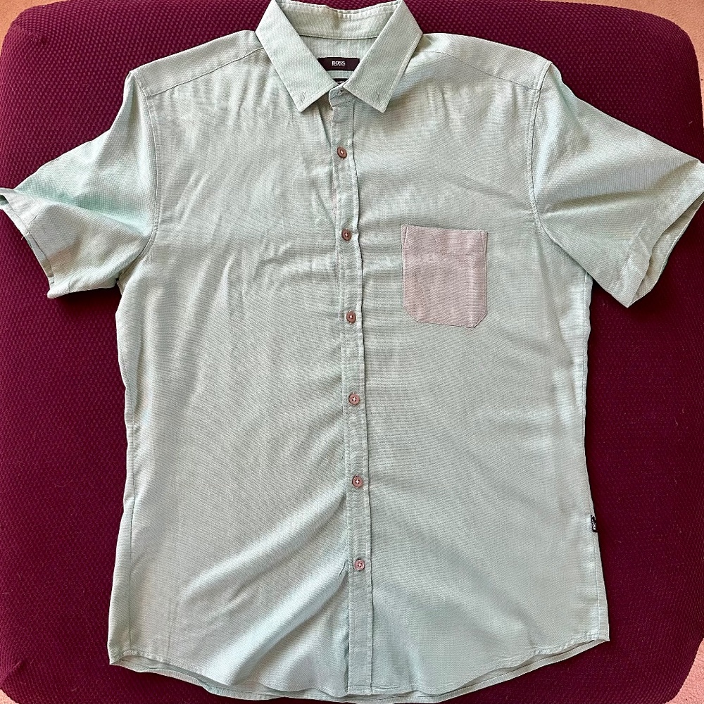 Men's Hugo Boss, Light Green SS Shirt, Size L